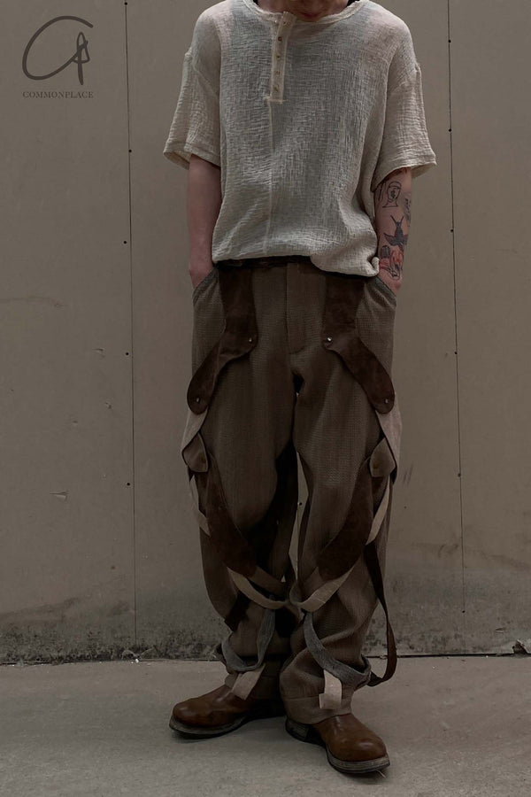 communs taupe belted pants SS22 P127